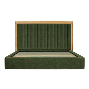 Moe's Home Nina Bed - Modern Elegance With Brutalist Design, Cozy Upholstered Headboard & Durable Frame Green Upholstery,
100% Polyester,Oak Veneer Over Mdf Frame Ut-1003-16-0