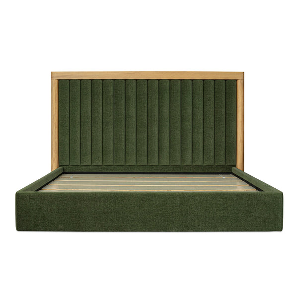 Moe's Home Nina Bed - Modern Elegance With Brutalist Design, Cozy Upholstered Headboard & Durable Frame Green Upholstery,
100% Polyester,Oak Veneer Over Mdf Frame Ut-1003-16-0