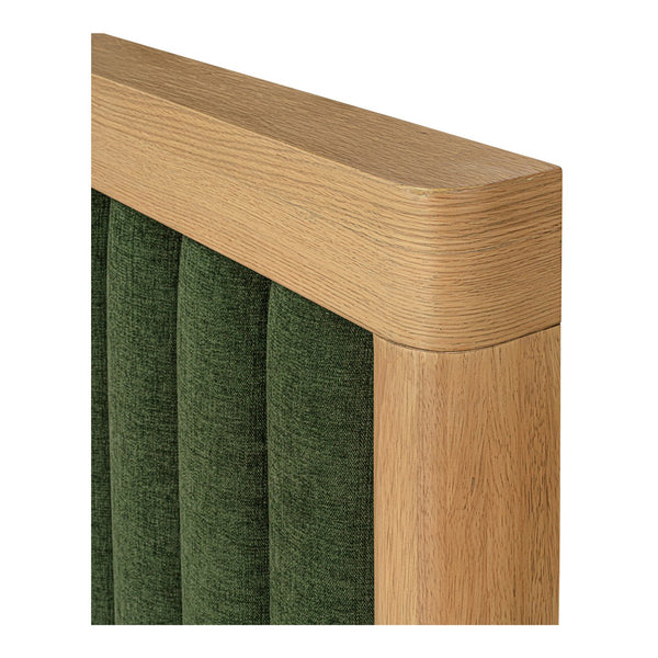 Moe's Home Nina Bed - Modern Elegance With Brutalist Design, Cozy Upholstered Headboard & Durable Frame Green Upholstery,
100% Polyester,Oak Veneer Over Mdf Frame Ut-1003-16-0