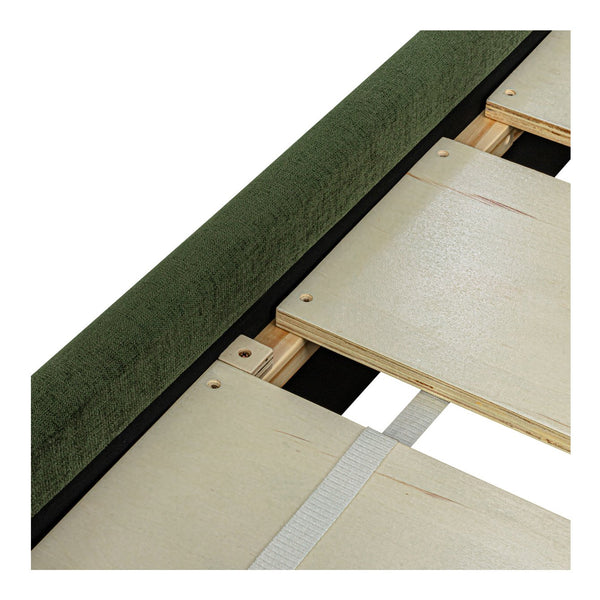 Moe's Home Nina Bed - Modern Elegance With Brutalist Design, Cozy Upholstered Headboard & Durable Frame Green Upholstery,
100% Polyester,Oak Veneer Over Mdf Frame Ut-1003-16-0