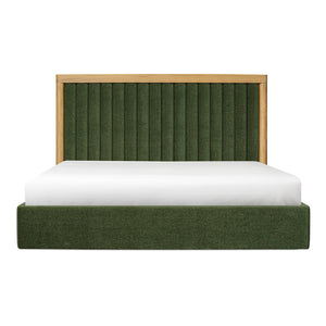 Moe's Home Nina Bed - Modern Elegance With Brutalist Design, Cozy Upholstered Headboard & Durable Frame Green Upholstery,
100% Polyester,Oak Veneer Over Mdf Frame Ut-1003-16-0