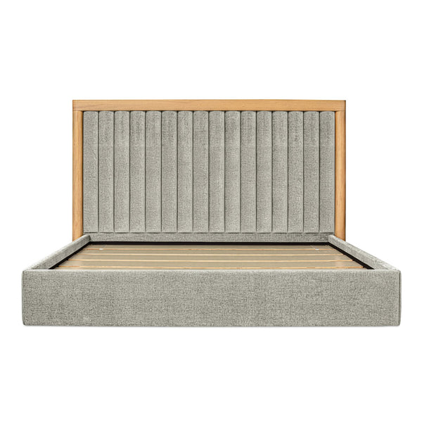 Moe's Home Nina Bed - Modern Elegance With Brutalist Design, Cozy Upholstered Headboard & Durable Frame Grey Upholstery,
100% Polyester,Oak Veneer Over Mdf Frame Ut-1004-15-0
