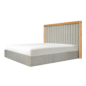 Moe's Home Nina Bed - Modern Elegance With Brutalist Design, Cozy Upholstered Headboard & Durable Frame Grey Upholstery,
100% Polyester,Oak Veneer Over Mdf Frame Ut-1004-15-0