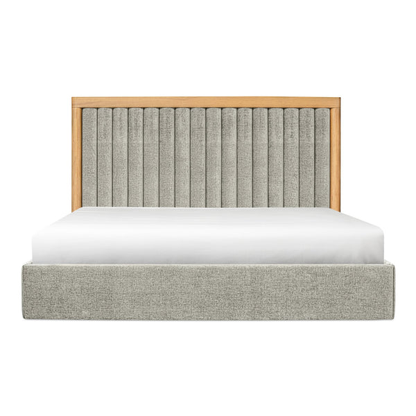 Moe's Home Nina Bed - Modern Elegance With Brutalist Design, Cozy Upholstered Headboard & Durable Frame Grey Upholstery,
100% Polyester,Oak Veneer Over Mdf Frame Ut-1004-15-0