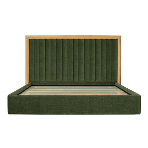 Moe's Home Nina Bed - Modern Elegance With Brutalist Design, Cozy Upholstered Headboard & Durable Frame Green Upholstery,
100% Polyester,Oak Veneer Over Mdf Frame Ut-1004-16-0