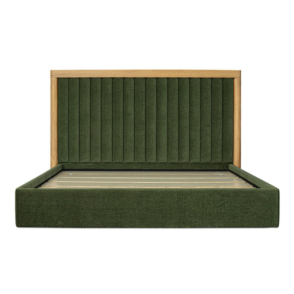 Moe's Home Nina Bed - Modern Elegance With Brutalist Design, Cozy Upholstered Headboard & Durable Frame Green Upholstery,
100% Polyester,Oak Veneer Over Mdf Frame Ut-1004-16-0