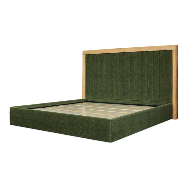 Moe's Home Nina Bed - Modern Elegance With Brutalist Design, Cozy Upholstered Headboard & Durable Frame Green Upholstery,
100% Polyester,Oak Veneer Over Mdf Frame Ut-1004-16-0