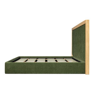 Moe's Home Nina Bed - Modern Elegance With Brutalist Design, Cozy Upholstered Headboard & Durable Frame Green Upholstery,
100% Polyester,Oak Veneer Over Mdf Frame Ut-1004-16-0
