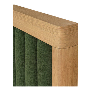 Moe's Home Nina Bed - Modern Elegance With Brutalist Design, Cozy Upholstered Headboard & Durable Frame Green Upholstery,
100% Polyester,Oak Veneer Over Mdf Frame Ut-1004-16-0