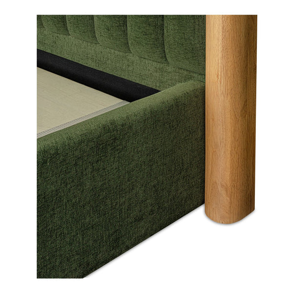 Moe's Home Nina Bed - Modern Elegance With Brutalist Design, Cozy Upholstered Headboard & Durable Frame Green Upholstery,
100% Polyester,Oak Veneer Over Mdf Frame Ut-1004-16-0
