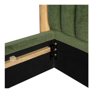 Moe's Home Nina Bed - Modern Elegance With Brutalist Design, Cozy Upholstered Headboard & Durable Frame Green Upholstery,
100% Polyester,Oak Veneer Over Mdf Frame Ut-1004-16-0