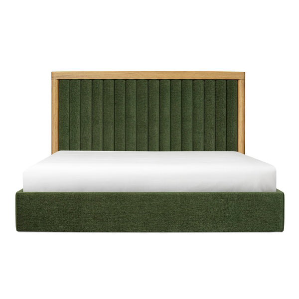 Moe's Home Nina Bed - Modern Elegance With Brutalist Design, Cozy Upholstered Headboard & Durable Frame Green Upholstery,
100% Polyester,Oak Veneer Over Mdf Frame Ut-1004-16-0
