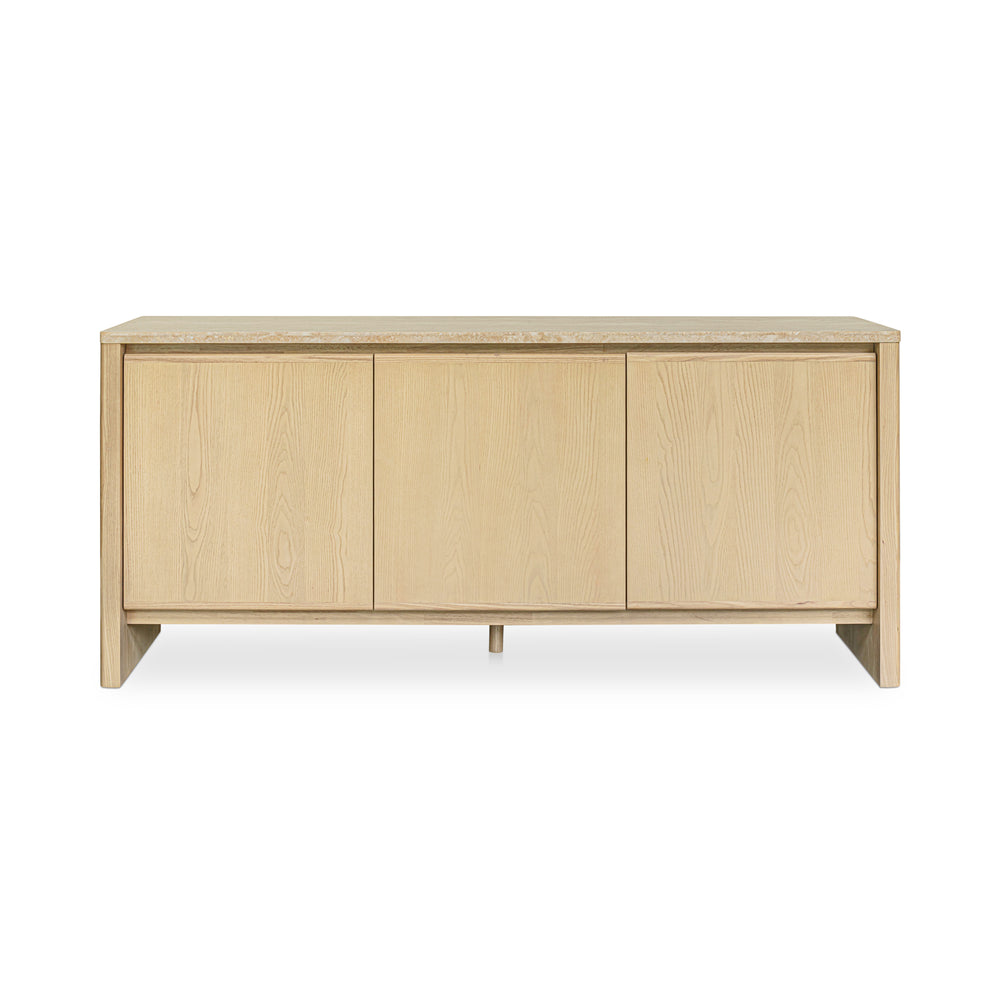 Moe's Home Blake Sideboard With Elegant Turkish Travertine Top And Solid Ash Base For Timeless Home Décor Beige Turkish Beige Travertine,Solid Ash Base And Door Edges Ut-1006-34