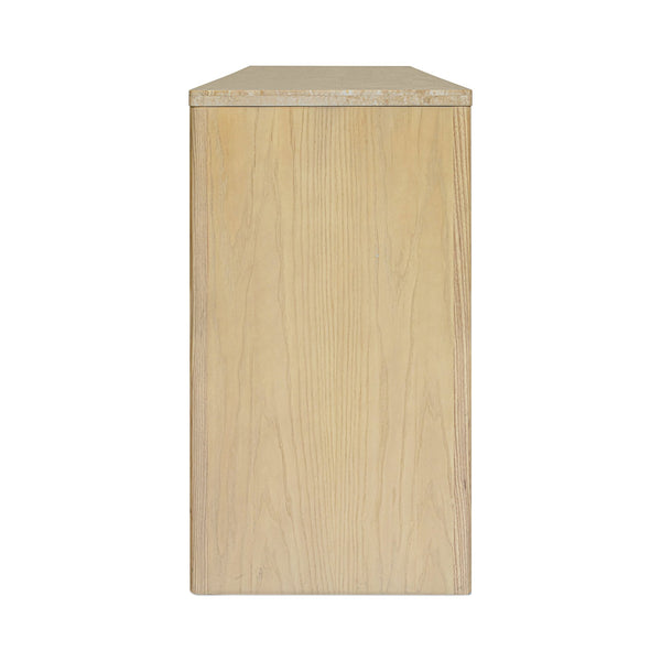 Moe's Home Blake Sideboard With Elegant Turkish Travertine Top And Solid Ash Base For Timeless Home Décor Beige Turkish Beige Travertine,Solid Ash Base And Door Edges Ut-1006-34