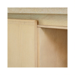 Moe's Home Blake Sideboard With Elegant Turkish Travertine Top And Solid Ash Base For Timeless Home Décor Beige Turkish Beige Travertine,Solid Ash Base And Door Edges Ut-1006-34