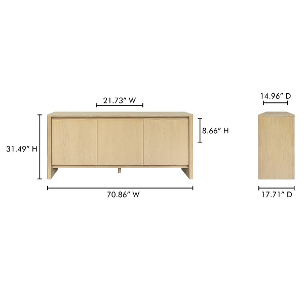 Moe's Home Blake Sideboard With Elegant Turkish Travertine Top And Solid Ash Base For Timeless Home Décor Beige Turkish Beige Travertine,Solid Ash Base And Door Edges Ut-1006-34