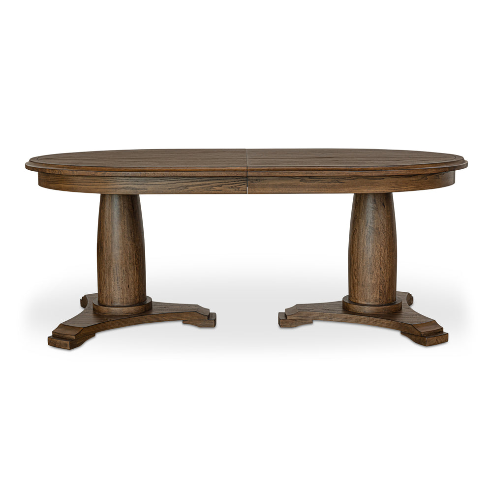 Moe's Home Jamie Extension Dining Table: Elegant Vintage Design With Seamless Self-storage For Any Gathering Brown Ash Veneer Over Mdf Tabletop And Bottom Leg,Rubberwood Tabletop Edge And Leg Ut-1008-03-0