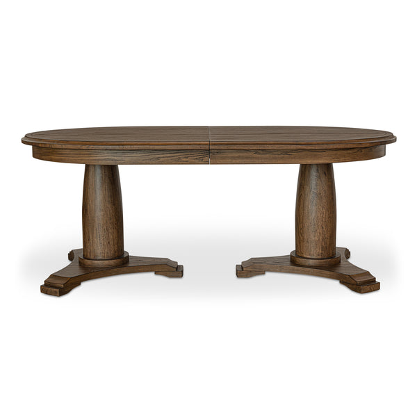 Moe's Home Jamie Extension Dining Table: Elegant Vintage Design With Seamless Self-storage For Any Gathering Brown Ash Veneer Over Mdf Tabletop And Bottom Leg,Rubberwood Tabletop Edge And Leg Ut-1008-03-0