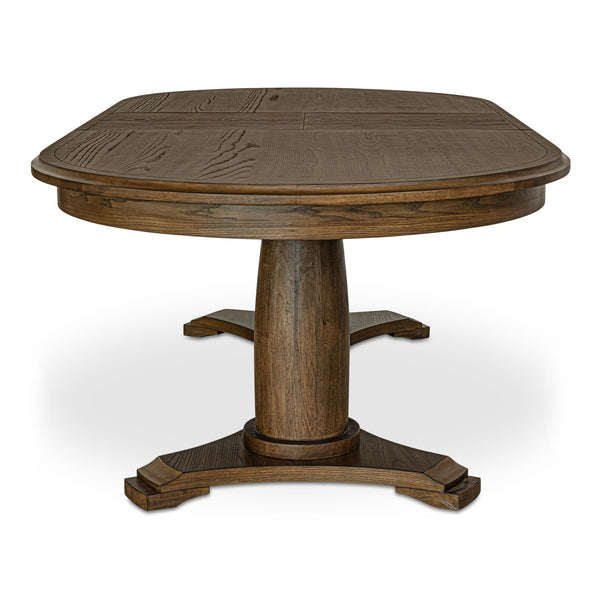 Moe's Home Jamie Extension Dining Table: Elegant Vintage Design With Seamless Self-storage For Any Gathering Brown Ash Veneer Over Mdf Tabletop And Bottom Leg,Rubberwood Tabletop Edge And Leg Ut-1008-03-0