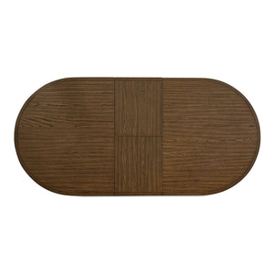 Moe's Home Jamie Extension Dining Table: Elegant Vintage Design With Seamless Self-storage For Any Gathering Brown Ash Veneer Over Mdf Tabletop And Bottom Leg,Rubberwood Tabletop Edge And Leg Ut-1008-03-0