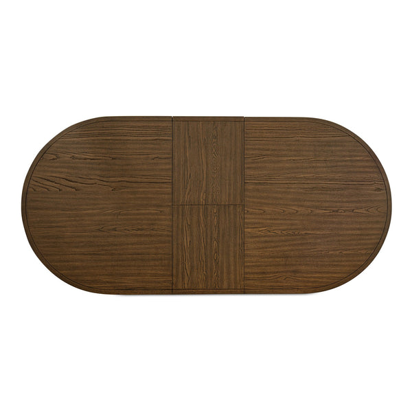 Moe's Home Jamie Extension Dining Table: Elegant Vintage Design With Seamless Self-storage For Any Gathering Brown Ash Veneer Over Mdf Tabletop And Bottom Leg,Rubberwood Tabletop Edge And Leg Ut-1008-03-0