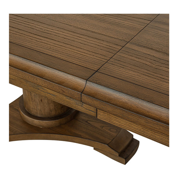 Moe's Home Jamie Extension Dining Table: Elegant Vintage Design With Seamless Self-storage For Any Gathering Brown Ash Veneer Over Mdf Tabletop And Bottom Leg,Rubberwood Tabletop Edge And Leg Ut-1008-03-0