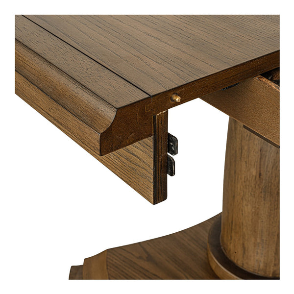 Moe's Home Jamie Extension Dining Table: Elegant Vintage Design With Seamless Self-storage For Any Gathering Brown Ash Veneer Over Mdf Tabletop And Bottom Leg,Rubberwood Tabletop Edge And Leg Ut-1008-03-0