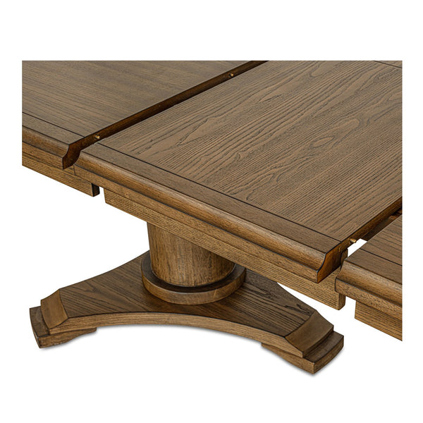 Moe's Home Jamie Extension Dining Table: Elegant Vintage Design With Seamless Self-storage For Any Gathering Brown Ash Veneer Over Mdf Tabletop And Bottom Leg,Rubberwood Tabletop Edge And Leg Ut-1008-03-0