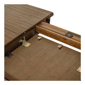 Moe's Home Jamie Extension Dining Table: Elegant Vintage Design With Seamless Self-storage For Any Gathering Brown Ash Veneer Over Mdf Tabletop And Bottom Leg,Rubberwood Tabletop Edge And Leg Ut-1008-03-0