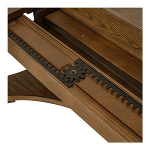 Moe's Home Jamie Extension Dining Table: Elegant Vintage Design With Seamless Self-storage For Any Gathering Brown Ash Veneer Over Mdf Tabletop And Bottom Leg,Rubberwood Tabletop Edge And Leg Ut-1008-03-0
