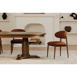Moe's Home Jamie Extension Dining Table: Elegant Vintage Design With Seamless Self-storage For Any Gathering Brown Ash Veneer Over Mdf Tabletop And Bottom Leg,Rubberwood Tabletop Edge And Leg Ut-1008-03-0