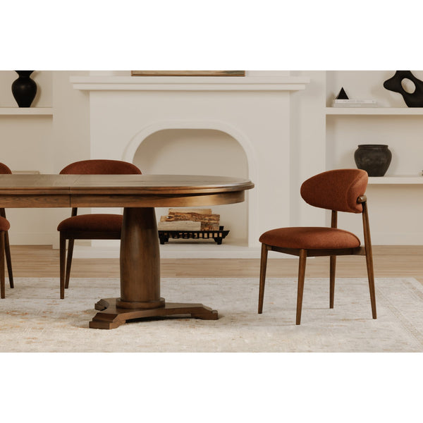 Moe's Home Jamie Extension Dining Table: Elegant Vintage Design With Seamless Self-storage For Any Gathering Brown Ash Veneer Over Mdf Tabletop And Bottom Leg,Rubberwood Tabletop Edge And Leg Ut-1008-03-0
