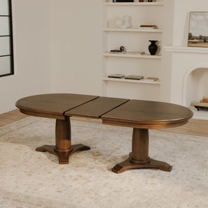 Moe's Home Jamie Extension Dining Table: Elegant Vintage Design With Seamless Self-storage For Any Gathering Brown Ash Veneer Over Mdf Tabletop And Bottom Leg,Rubberwood Tabletop Edge And Leg Ut-1008-03-0