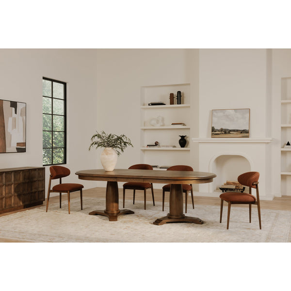 Moe's Home Jamie Extension Dining Table: Elegant Vintage Design With Seamless Self-storage For Any Gathering Brown Ash Veneer Over Mdf Tabletop And Bottom Leg,Rubberwood Tabletop Edge And Leg Ut-1008-03-0