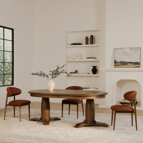 Moe's Home Jamie Extension Dining Table: Elegant Vintage Design With Seamless Self-storage For Any Gathering Brown Ash Veneer Over Mdf Tabletop And Bottom Leg,Rubberwood Tabletop Edge And Leg Ut-1008-03-0