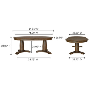Moe's Home Jamie Extension Dining Table: Elegant Vintage Design With Seamless Self-storage For Any Gathering Brown Ash Veneer Over Mdf Tabletop And Bottom Leg,Rubberwood Tabletop Edge And Leg Ut-1008-03-0