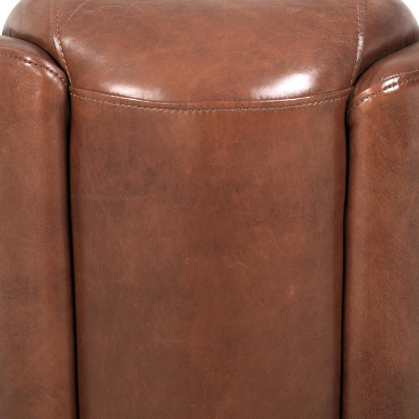 Pasargad Madison Luxurious Top Grain Leather Lounge Armchair – Elegant Comfort For Any Space Brown Leather Chair-883-1