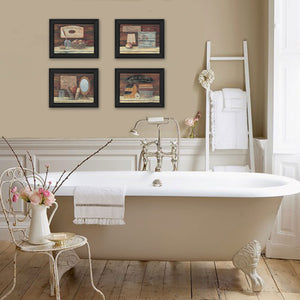 English Elm "bathroom Vignette Four Panel Framed Wall Art Set by Pam Britton Minimalist Decor B06786749