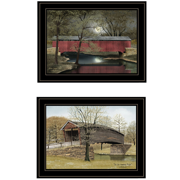 English Elm "bridges Billy Jacobs Two Panel Framed Canvas Art Rustic Pastoral Wall Grouping Set B06787769