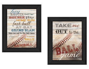 English Elm "baseball Collection" 2-panel Framed Print Set Graphic Sports Wall Art for Game Rooms B06786792