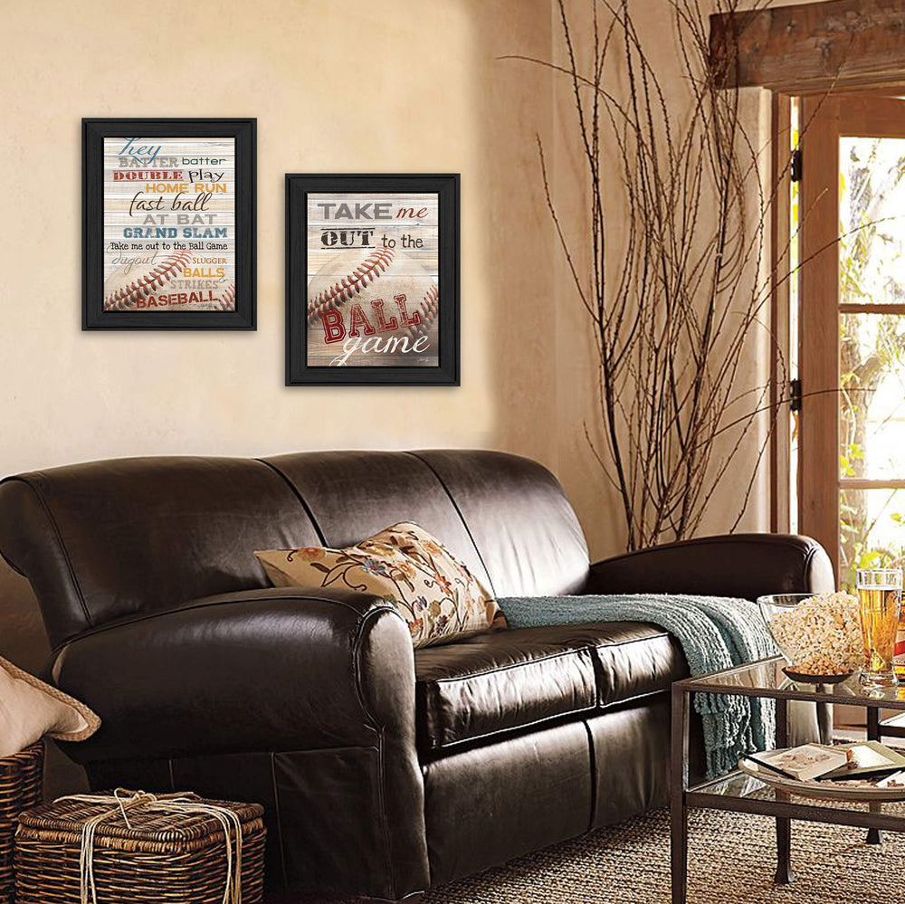 English Elm "baseball Collection" 2-panel Framed Print Set Graphic Sports Wall Art for Game Rooms B06786792