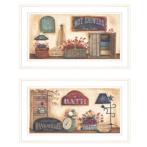 English Elm "bath Collection" Pam Britton Two Piece Spa Inspired Wall Art with White Frame B06787776