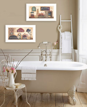 English Elm "bath Collection" Pam Britton Two Piece Spa Inspired Wall Art with White Frame B06787776