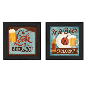 English Elm "beer O'clock" 2-panel Framed Wall Art Set for Home Bars and Casual Dining Spaces B06786826