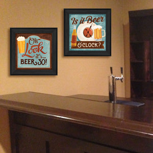 English Elm "beer O'clock" 2-panel Framed Wall Art Set for Home Bars and Casual Dining Spaces B06786826
