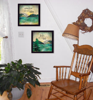 English Elm "the Lake is Calling" 2-piece Black Framed Nature Wall Art Set for Modern Homes B06786845