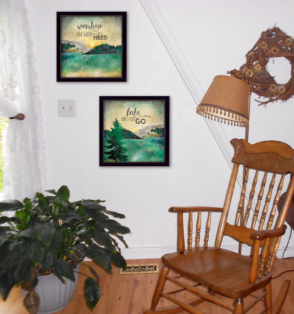 English Elm "the Lake is Calling" 2-piece Black Framed Nature Wall Art Set for Modern Homes B06786845