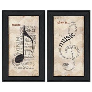 English Elm "music Collection" Marla Rae Two Piece Framed Wall Art for Modern Living Rooms B06787781