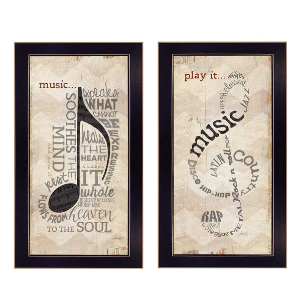 English Elm Trendy Decor 4u Marla Rae Music Typographic Framed Print Ready to Hang Wall Art B06786863
