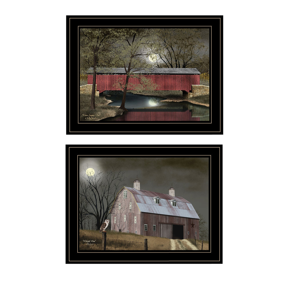 English Elm "midnight Moon" Billy Jacobs Framed Canvas Print Moody Rural Night Sky Wall Art B06787784
